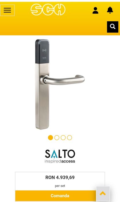 Maner usa cu sild lung Salto XS4 One EM750FH, 9 mm, IP55, inox mat