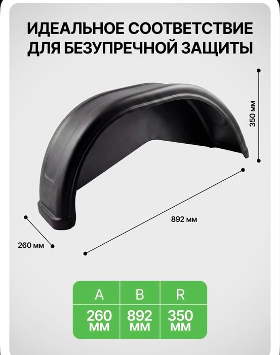 Крыло R16 1шт для легковых прицепов и бортовых грузовиков
