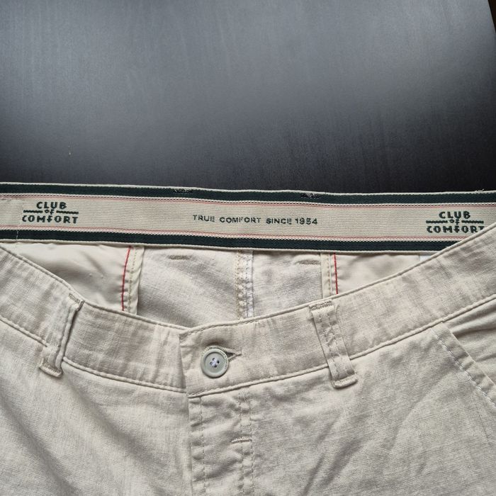 Pantaloni modern regular fit din In si bumbac