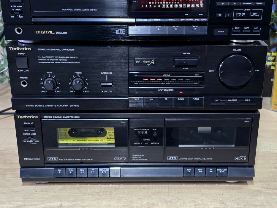 Linie audio TECHNICS x820, amplificator, deck,pick-up, tuner,cd player