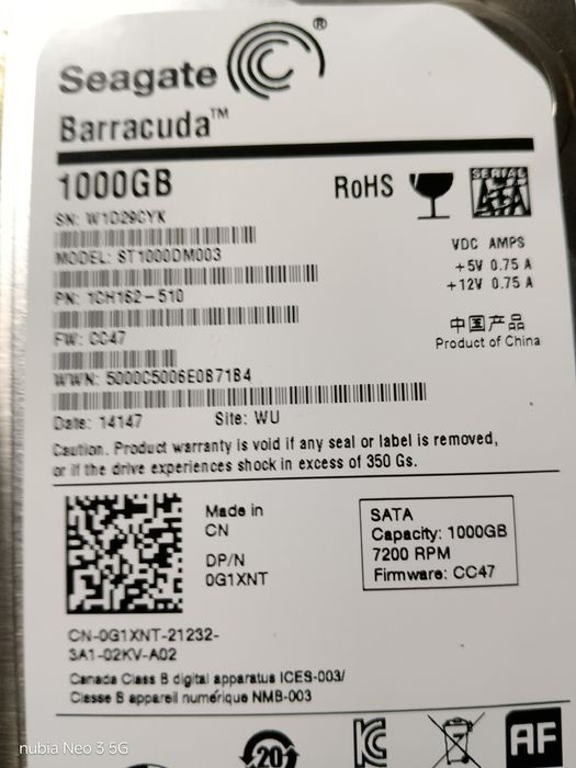 HDD Seagate 1Tb /1000gb