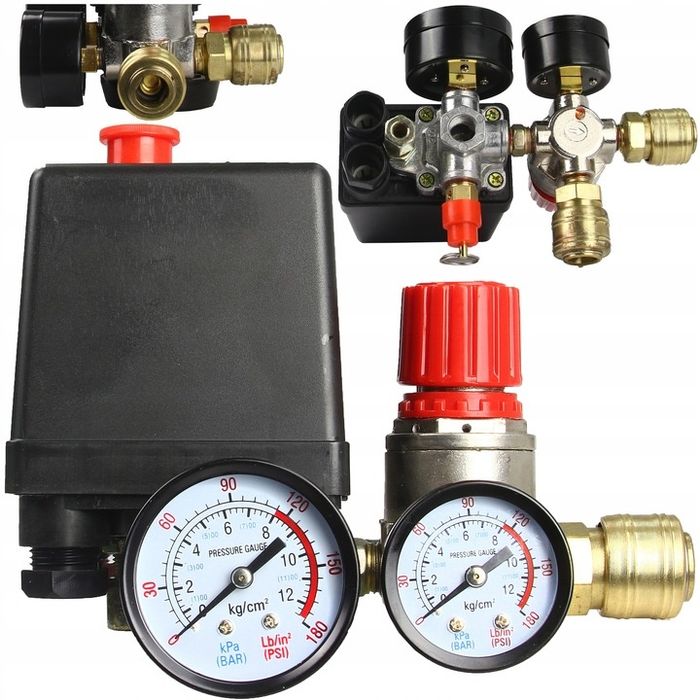 Presostat compresor aer cu 2 căi, supapă cu reglaj 220V 15A