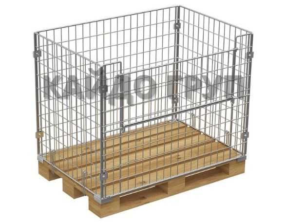 Метален телен кош 120/80 с метална платформа на колела и стопери