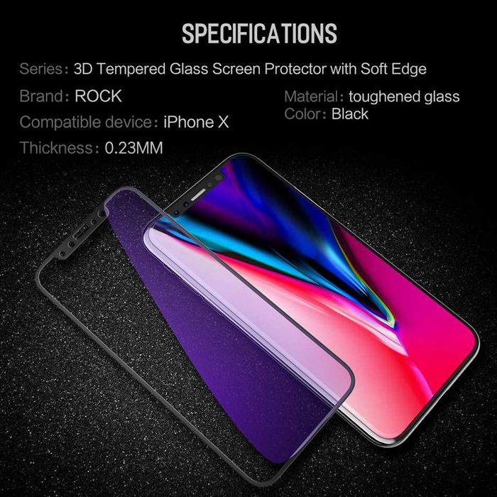 Iphone X , XS, XR , XS Max, folie sticla securizata 20D FULL GLUE