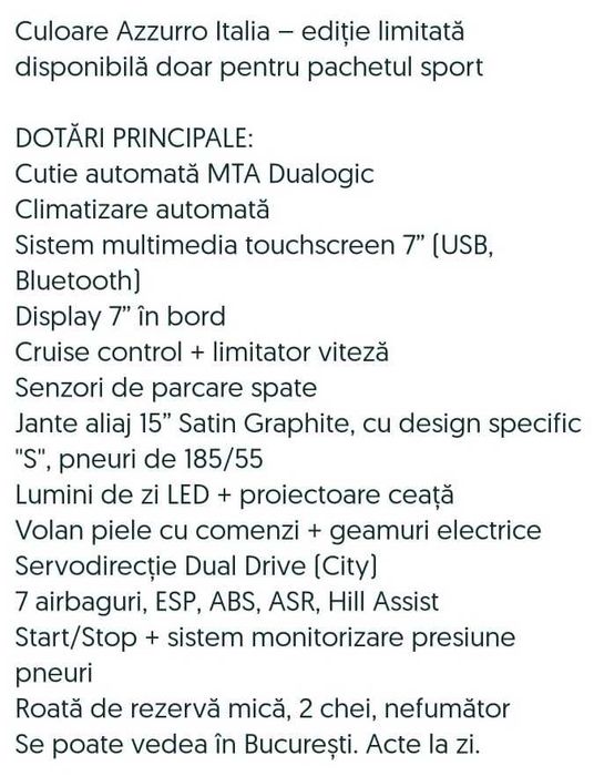 Fiat 500s AUTOMAT, pachet sport