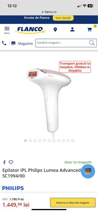 Epilaror Philips Lumea Advanced SC1994 250000 pulsatii putin folosit