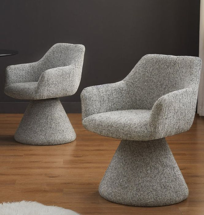 NOU/ Ambalaj original/ 2 Scaune dining/ fotolii rotative de design „Ambiendo” – chenille gri