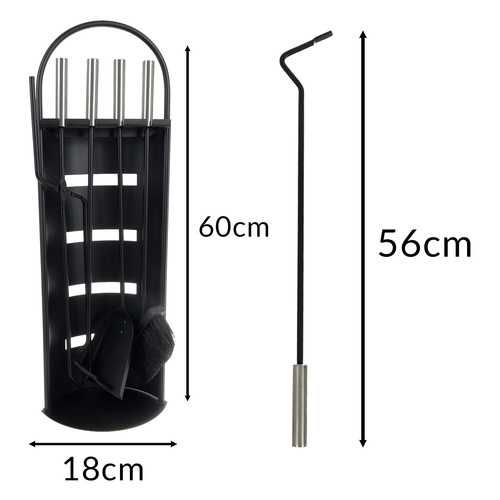 Комплект луксозни аксесоари за камина и печка на дърва-5в1 със стойка