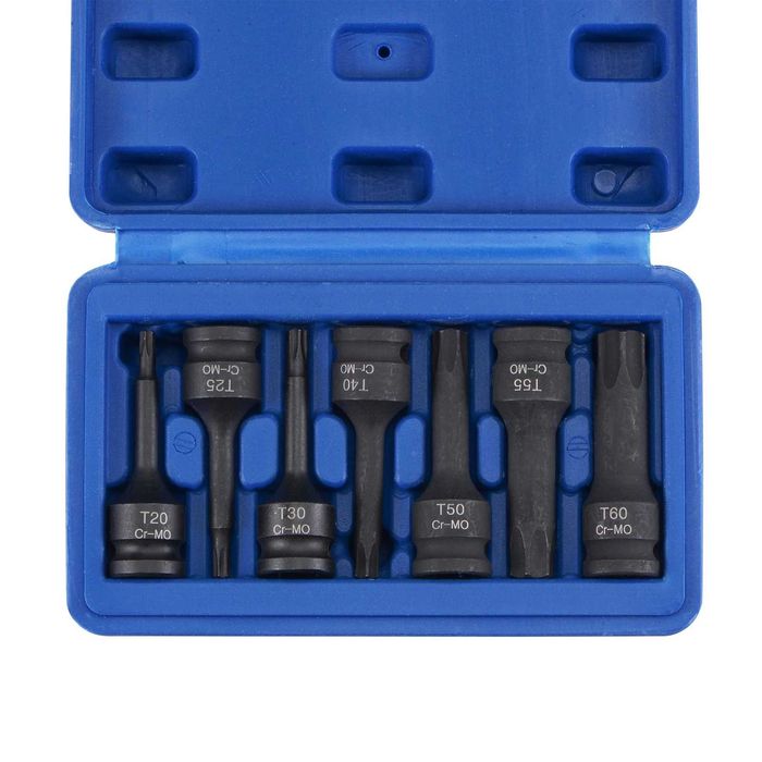 Set de 7 chei tubulare de impact Torx T20 - T60, cu acționare de 3/8