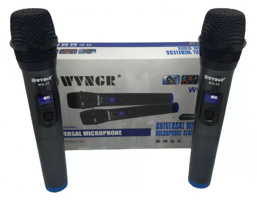 Комплект 2 бр. универсални динамични безжични микрофони WG-22