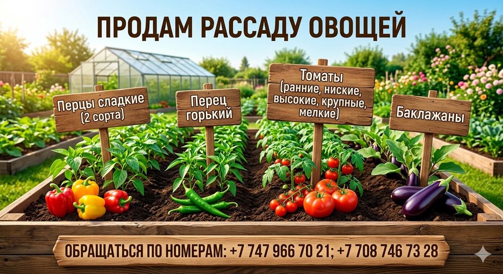 Рассада томатов, перцев, баклажан.