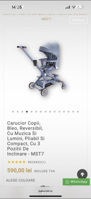 Carucior copii muzica si lumini