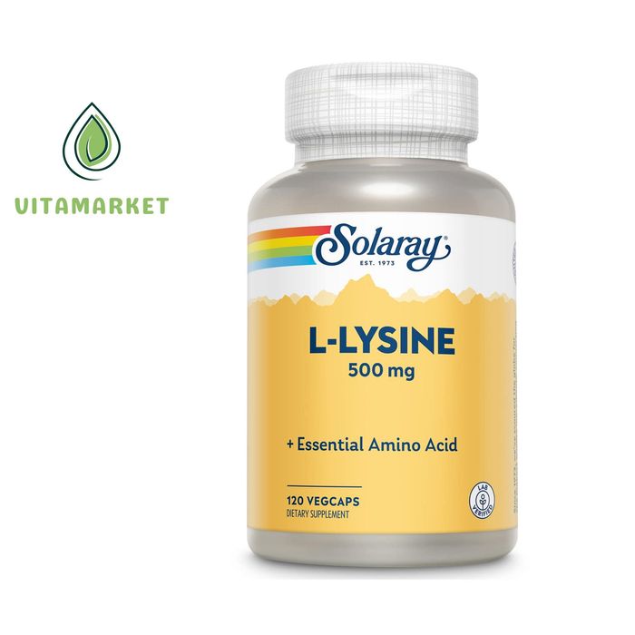 Solaray, L-Lysine, 500 mg, 120 VegCaps.  L-Лизин 500 мг