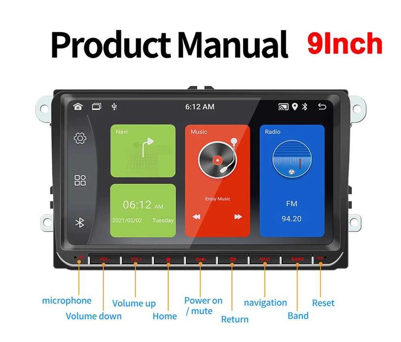 Мултимедия 9" 2-DIN с Android 12 за Volkswagen ,SEAT, Skoda