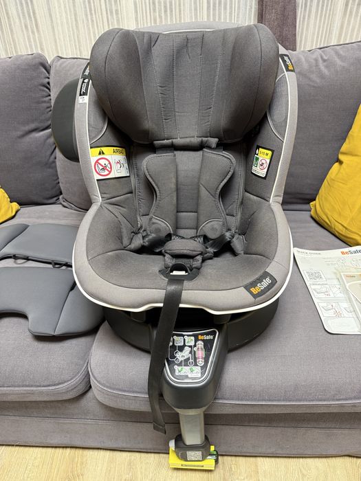 Scaun auto rotativ 360 premium BeSafe iZi Turn i-Size Metallic Melange, foarte bine intretinut, isofix, centura in 5 puncte si alarma anti-desfacere
