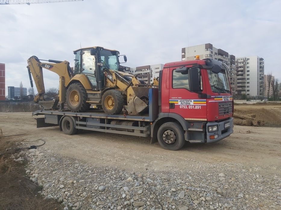 Transport buldo excavatoare,utilaje,tractoare,inchiriez platforma trai