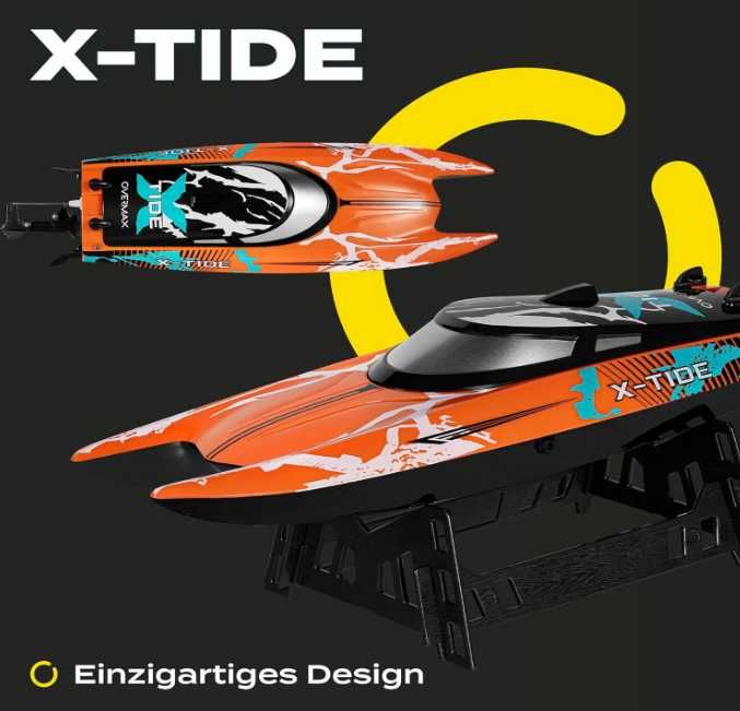 Overmax X-Tide RC лодка 25 км/ч, LED, 2 батерии, 100 м обхват
