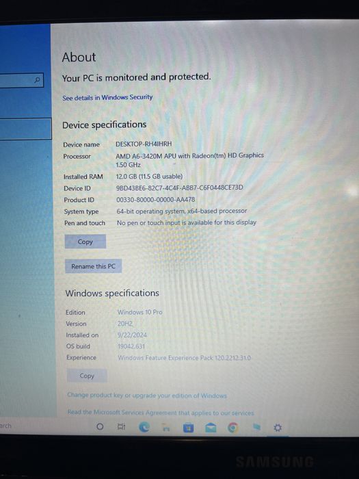 Laptop Samsung NP 305E cu upgrade de memorie ram si ssd
