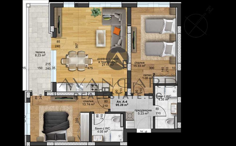 оф.23555 Тристаен апартамент в малка сграда до Гребна база