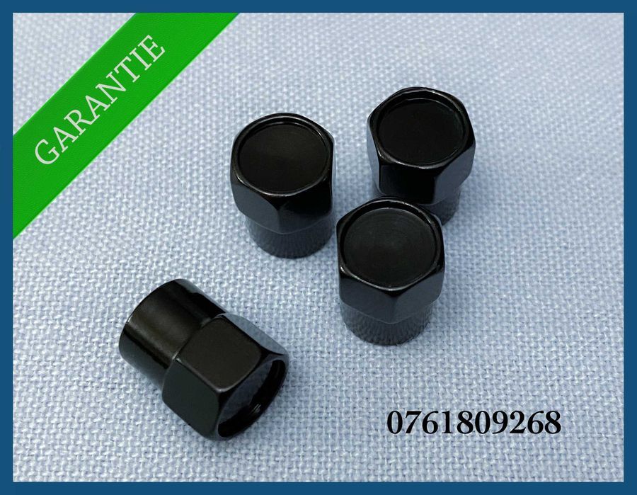 Set 4 capacele cromate valva / ventil roata universale negre