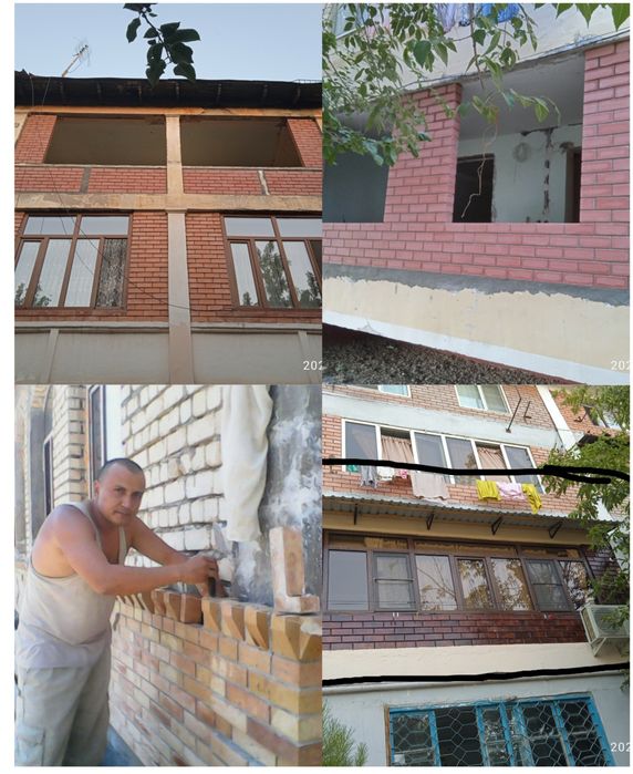 Кладка кирпича Балкона  постоим Дом С нуля Бригада ест  Ремонт Квартир