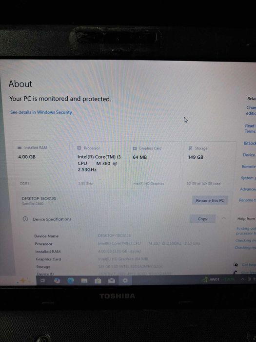 Vand Laptop Toshiba Satellite C660
