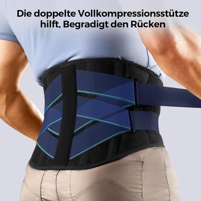 Curea de suport pentru spate ajustabilă cu 7 suporturi metalice pentru ameliorarea durerii – Unisex
