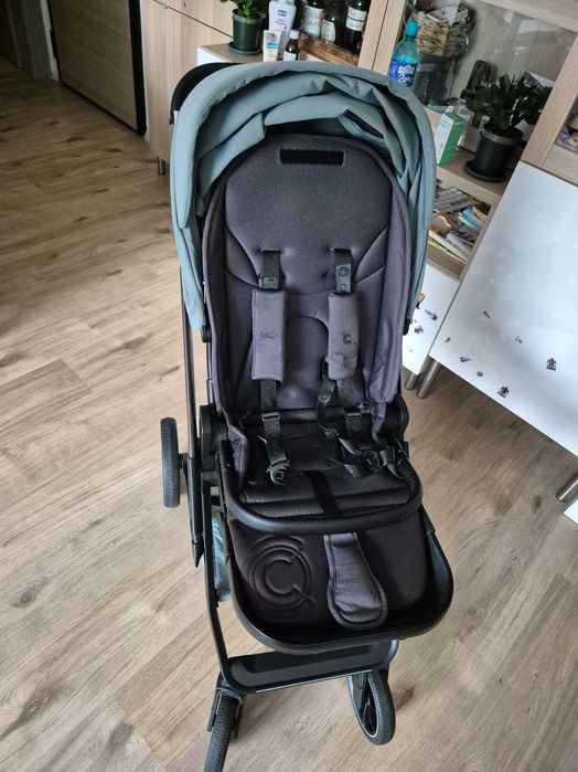 Carucior 2 in 1 Cavoe Moi Plus - Boho Green cu landou, geanta si adaptoare pentru scoică cybex
