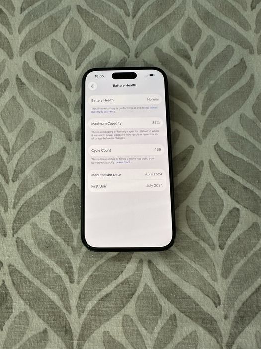 iPhone 15 black 128GB 85%