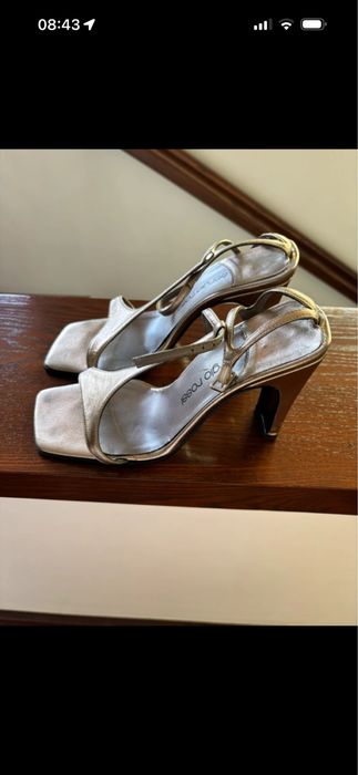 Sandale cu toc,  culoare platina, marime 37,5