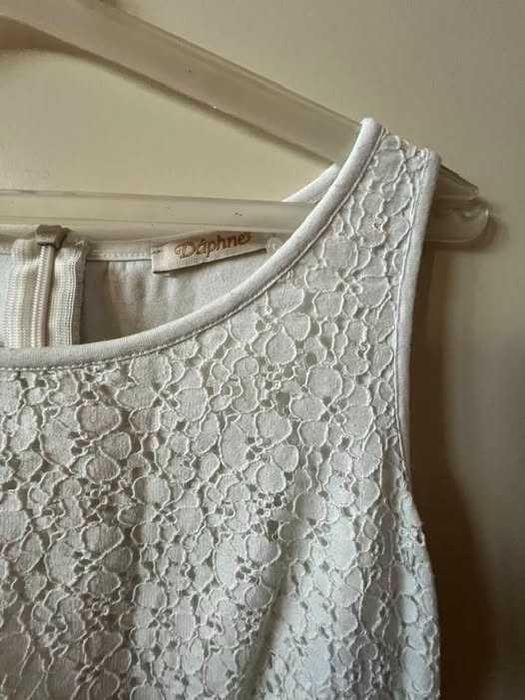 Рокля Дафне, памучна дантела, бяла