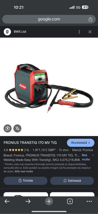 Aparat de sudura TIG DC / MMA Fronius TransTig 170 / 170 amperi / 220v