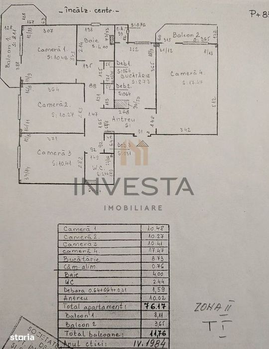 Apartament cu 4 camere decomandate, etaj intermediar, zona Marasti