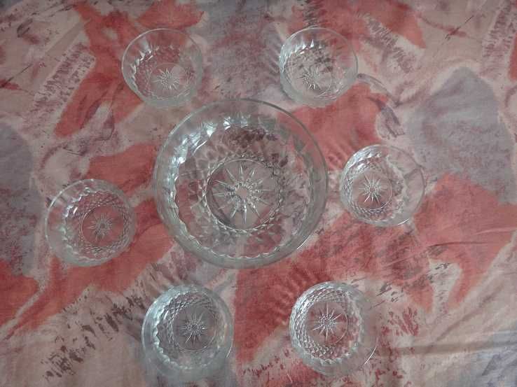 Полски стъклен сервиз / Фруктиера с купички