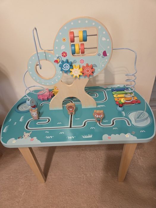Masa de activitati, One Two Fun, Lemn, Multicolor, +12 luni