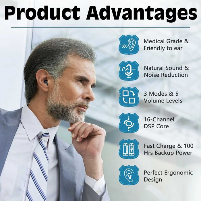 Aparat Auditiv Digital KIBVOE 16 Canale - Reîncărcabil - Negru