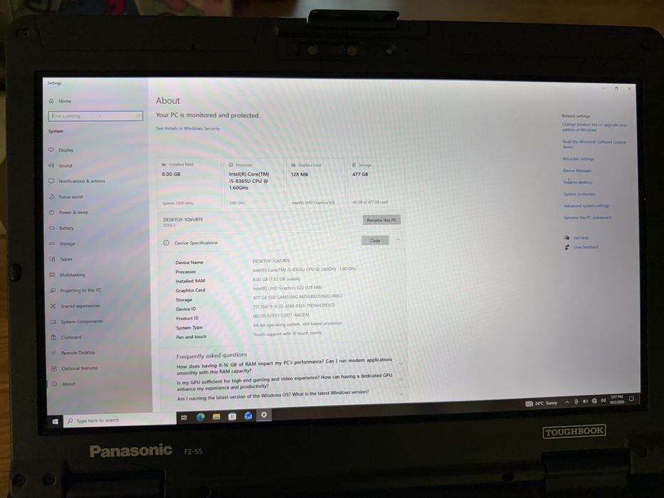 Panasonic Toughbook FZ55 Mk1 Full HD Touchscreen