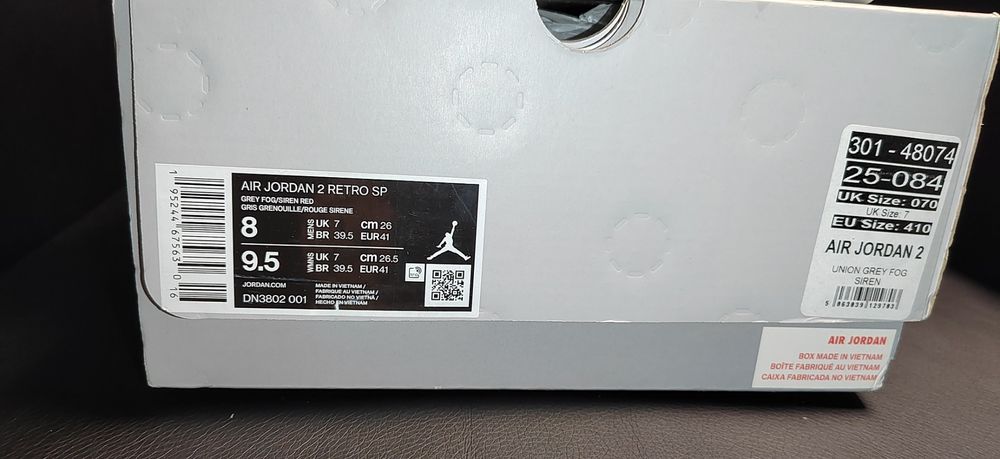 Nike Air Jordan 2 Retro SP Union, номер 41