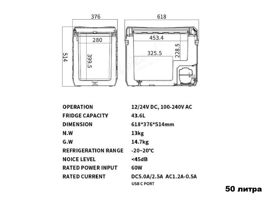 Преносим хладилник-фризер с компресор 12V/24V 100/220V-(30,40 или 50л)