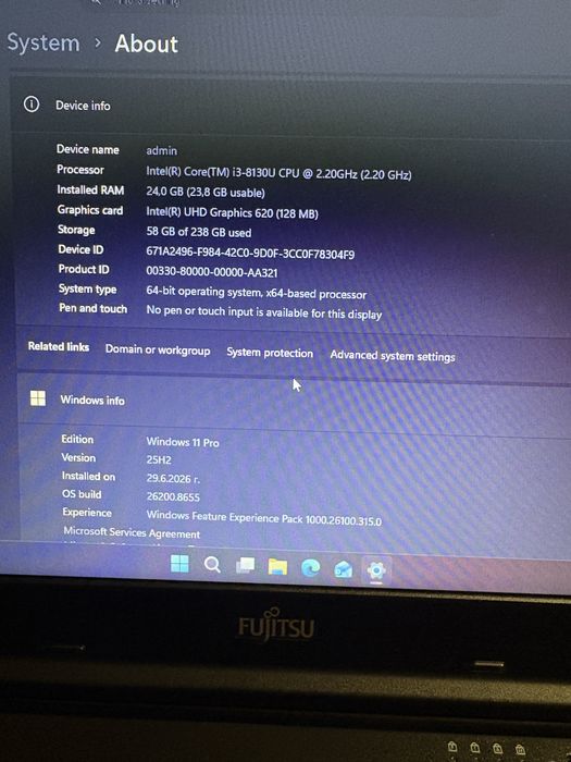 лаптоп fujitsu lifebook e449 intel  i3 ram 24gb