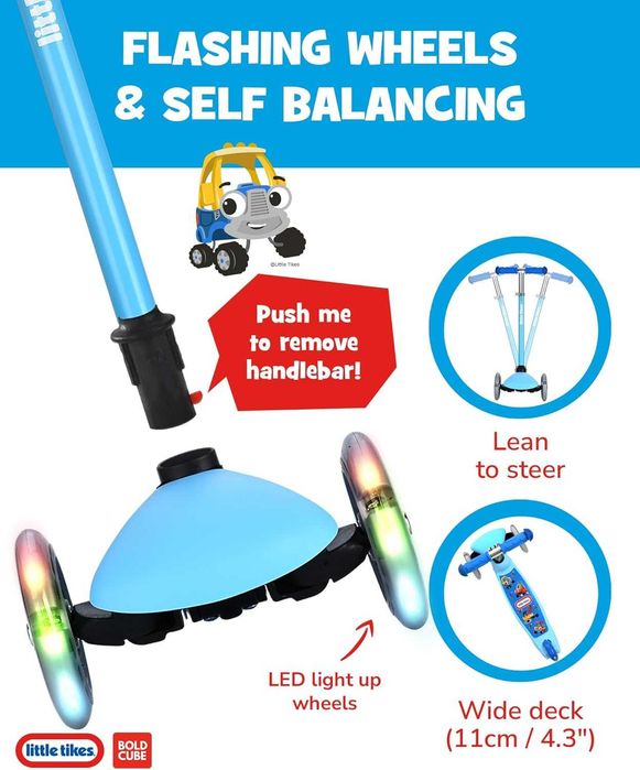 BOLDCUBE Тротинетка с 3 колела за деца 2-6 години с LED мигащи колела