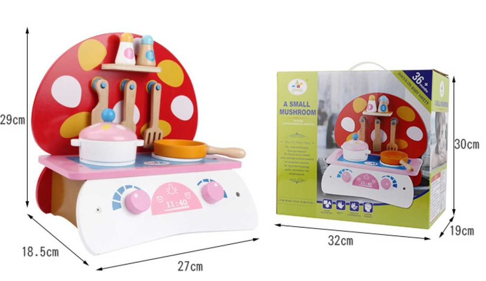 НАМАЛЕНА ЦЕНА Дървена пожарна печка фурна с аксесоари за детска кухня