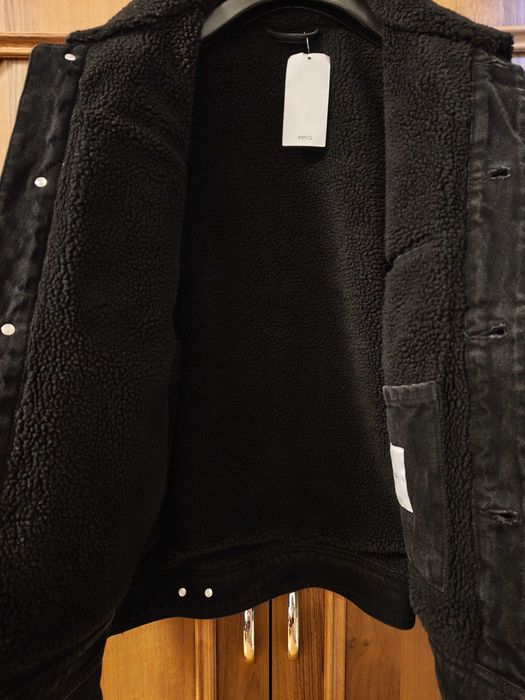 Geacă Mango Man din denim shearling – NOUĂ, cu etichetă