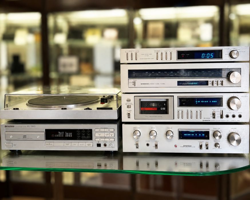 ТОП ретро аудио сет PIONEER синя серия - усилвател, тунер, дек, таймер CD плеър, грамофон