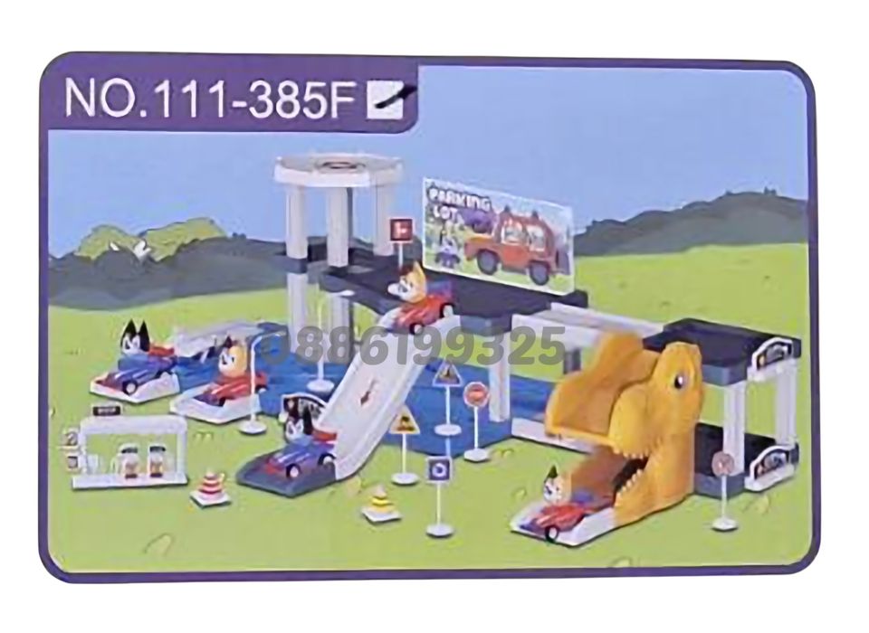 Голям комплект Писта Блуи и Бинго с 2 колички Bluey and Bingo паркинг