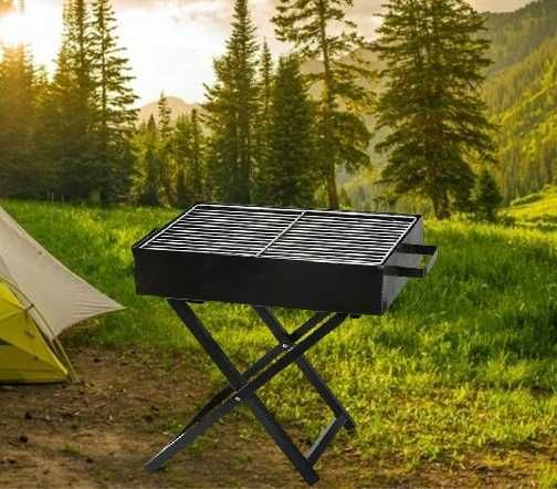 Барбекю 40х30см с дръжки и стабилни СГЪВАЕМИ крака сгъваемо скара грил