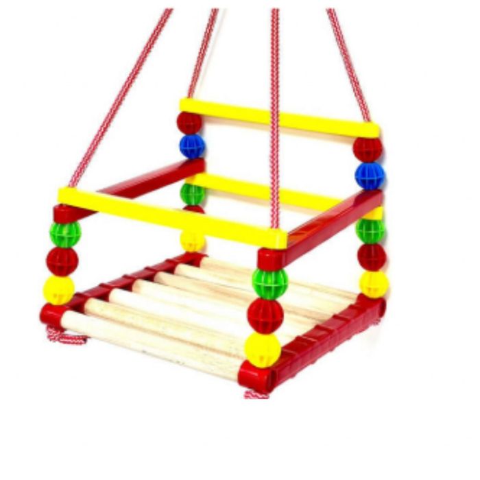 Дървена люлка – Класически модел с модерен цветен дизайн