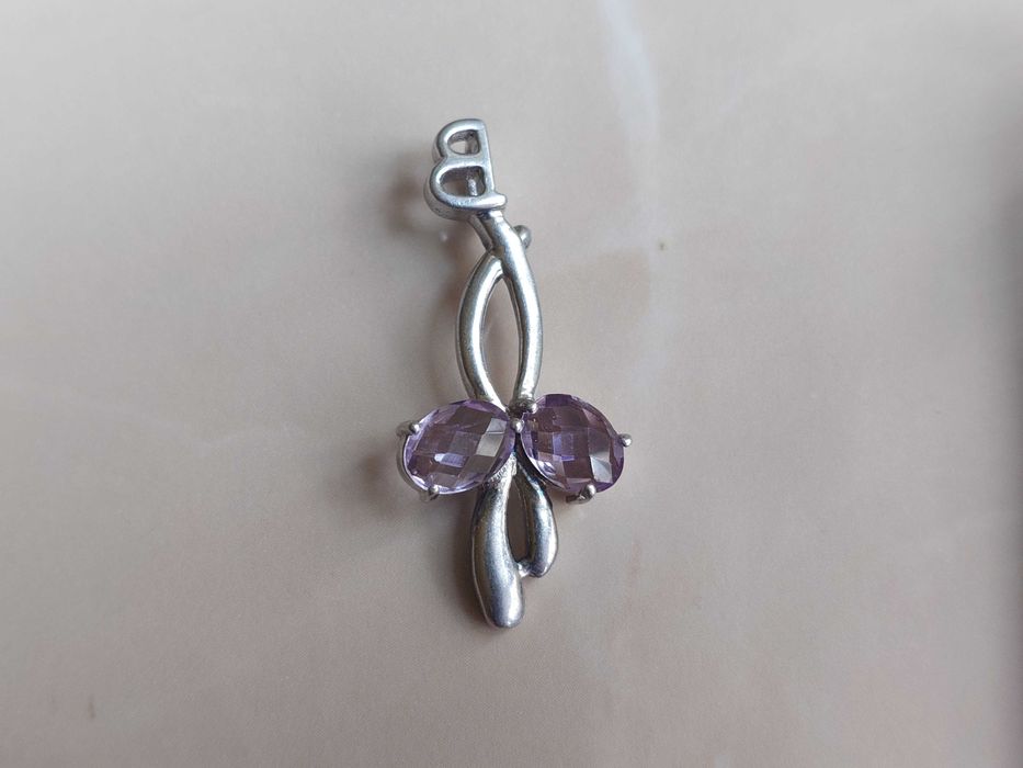 Pandantiv din argint rodinat cu ametist