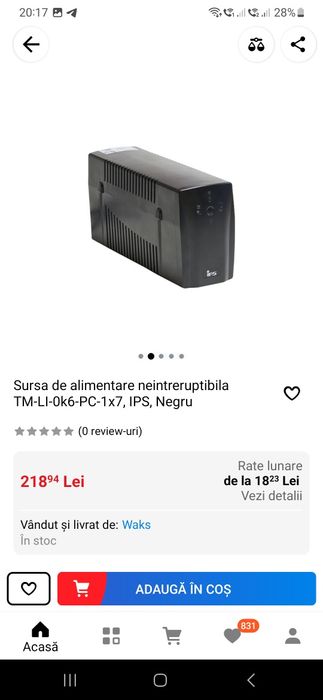 Sursa de alimentare neintreruptibila TM-LI-0k6-PC-1x7, IPS, Negru