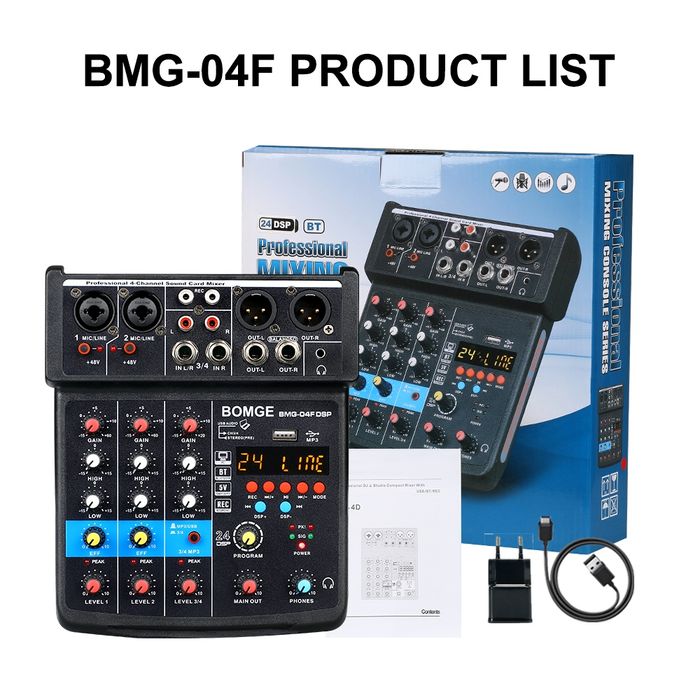 Смесителен пулт BMG-04F DSP24, DJ Mixer, Bluetooth, Usb Player, 24 DSP